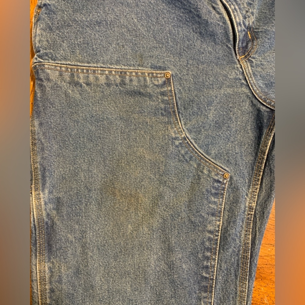 Carhartt Double Front Dungaree Denim Jeans 40x34 - Picture 4 of 4